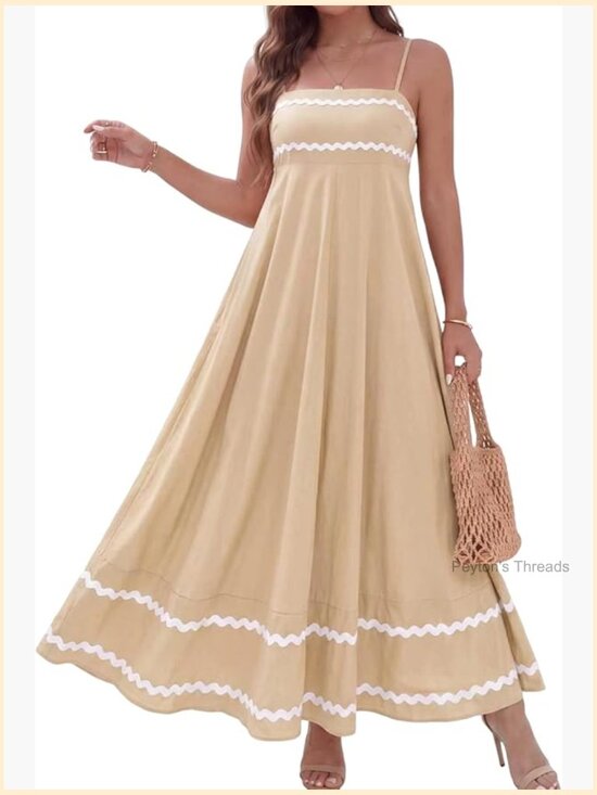 Dresses & Skirts - Spaghetti Strap Maxi Dress Flowy A Line with Pockets Beach Vacation Brunch
